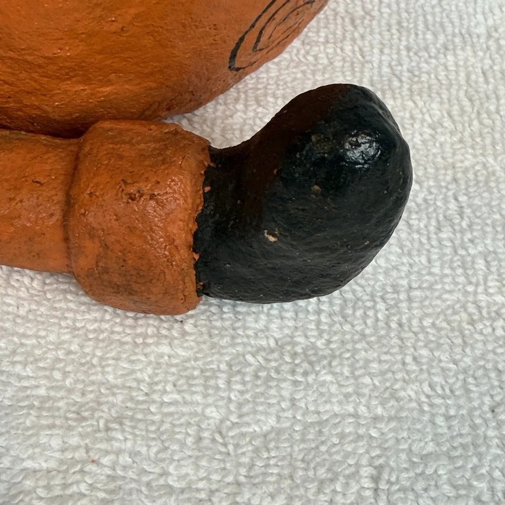 Primitive Folk Art Paper Mache Pumpkin Halloween Shelf Sitter Figure Retro